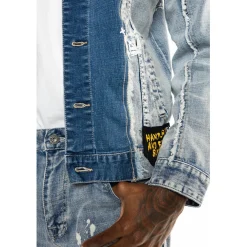 Mixed Media Fashion Denim Jacket