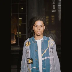 Mixed Media Fashion Denim Jacket
