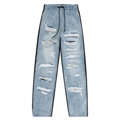 Mixed Media Fashion Denim Joggers