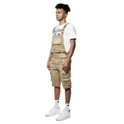 Pigment Dyed Utility Twill Overall Shorts