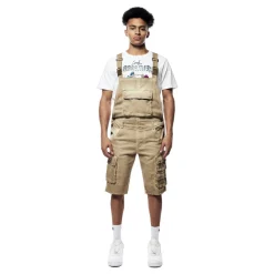 Pigment Dyed Utility Twill Overall Shorts