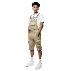 Pigment Dyed Utility Twill Overall Shorts