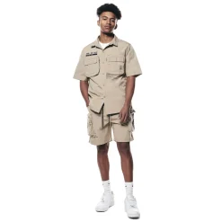 Printed Utility Lounge Windbreaker Shorts