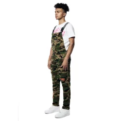 Printed Utility Twill Cargo Overalls