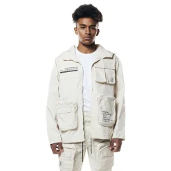 Printed Utility Windbreaker Jacket