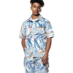 Printed Utility Windbreaker Shorts
