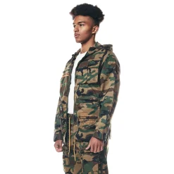 Printed Utility Windbreaker Jacket