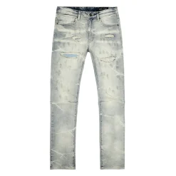 Rip & Repaired Lightning Washed Denim Jeans