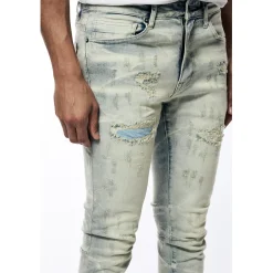 Rip & Repaired Lightning Washed Denim Jeans