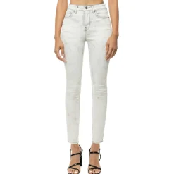 Slit Knee Basic Denim Pants