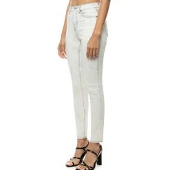 Slit Knee Basic Denim Pants