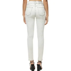 Slit Knee Basic Denim Pants