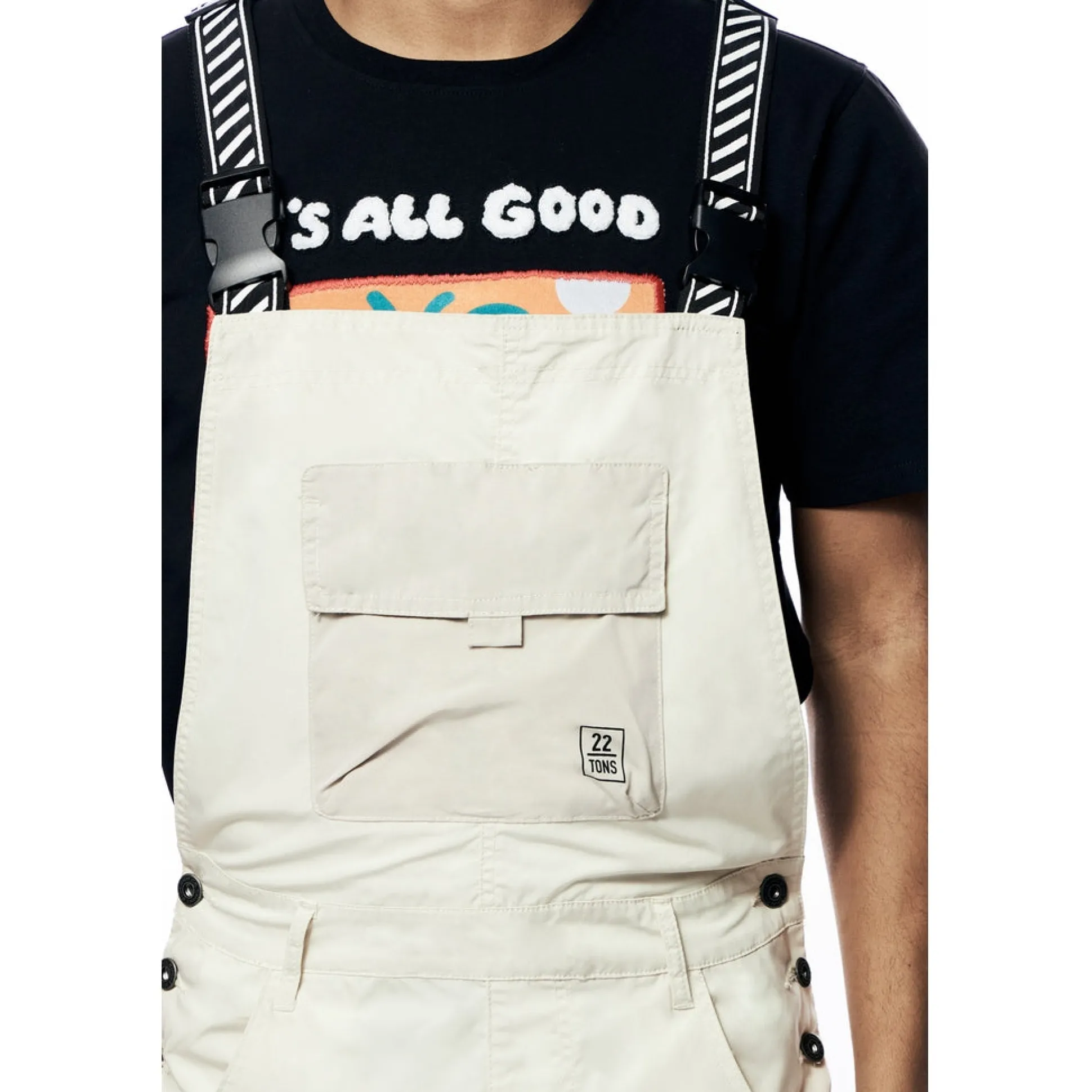 Tonal Color Block Windbreaker Utility Overalls
