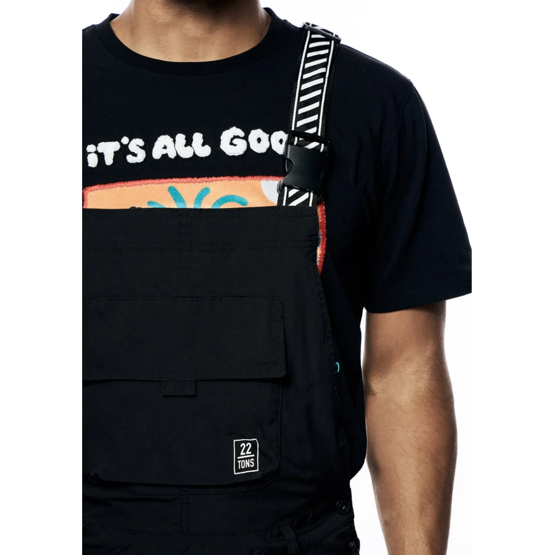 Tonal Color Block Windbreaker Utility Overalls