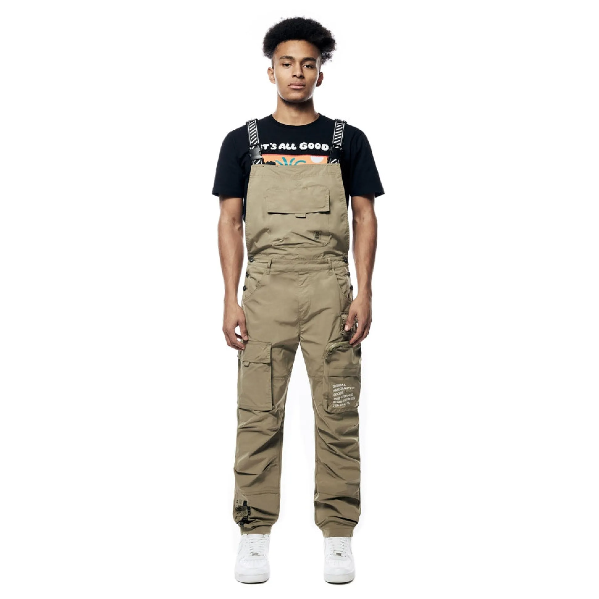 Tonal Color Block Windbreaker Utility Overalls