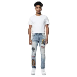 Varsity Slim Tapered Denim Jeans