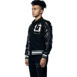 Varsity Vegan Leather & Denim Jacket