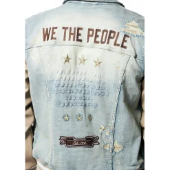 Varsity Vegan Leather & Denim Jacket