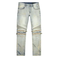 Waxed Zipper Moto Jeans