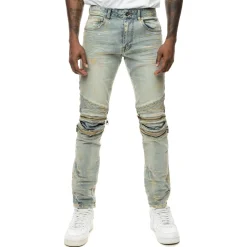 Waxed Zipper Moto Jeans